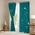 thumbnail image 3 of Manfei Dreamy Stars Curtains and Drapes Pack of 2 (52x63 Each),Galaxy Theme Black Out Curtains,Teal White, 3 of 6