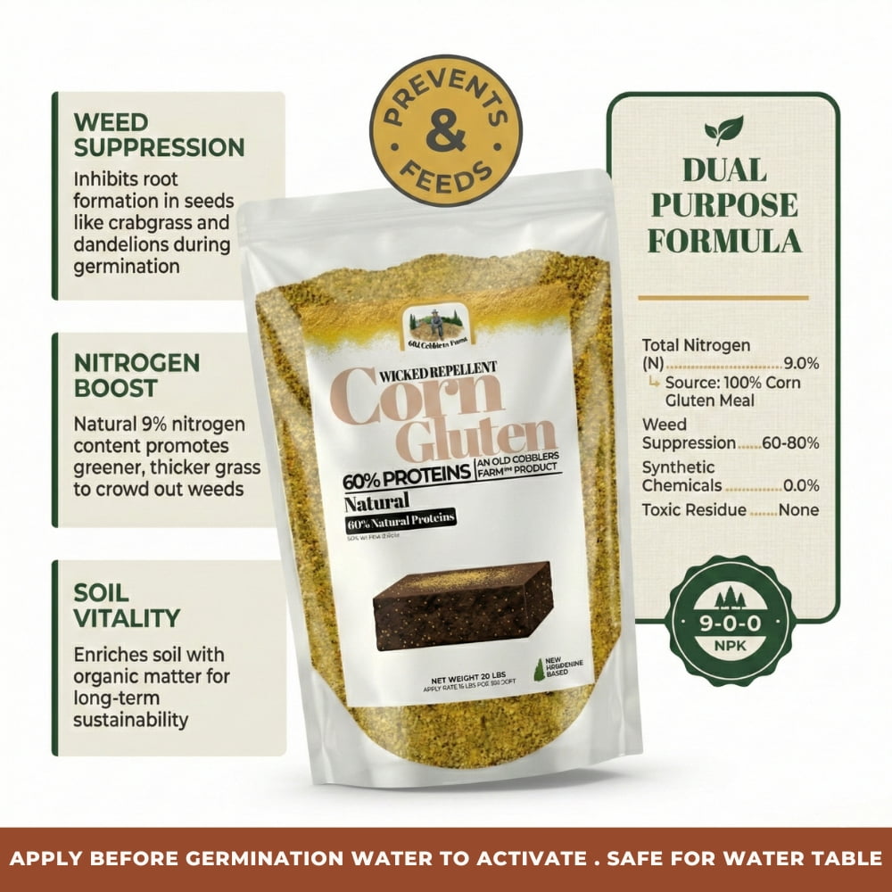 Old Cobblers Farm Organic Corn Gluten Fertilizer, Non Gmo, 15lb