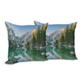 thumbnail image 6 of Ambesonne Nature Throw Pillow Cover 2 Pack, Fall View Lake Mountain, 24", Green Grey, 6 of 6