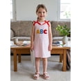 thumbnail image 4 of BemeyourBBs Toddler Baby Girl Back to School Dress Kids Kindergarten Outfits Toddler Girl Summer Tank Dress Sleeveless 2 3 4 5 6 7 Years Apple Embroidery Striped Bow Decor A-Line Dress, 4 of 9