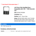 thumbnail image 2 of Left Driver Side Headlight Door - Compatible with 1981 - 1982 Chevy C20, 2 of 2