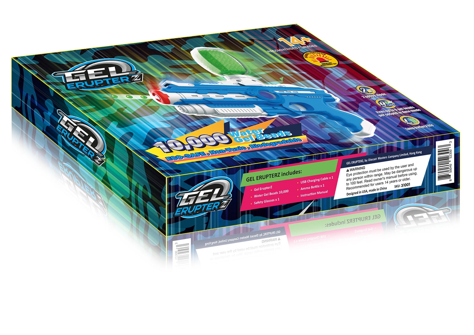 Gel Erupterz, Water Gel Bead Launcher-Blue, Teens and Adults Ages 14+