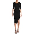 thumbnail image 2 of Madberry Women’s Solid Rib Sweater Dress with Side Slit, 2 of 5