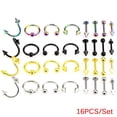 thumbnail image 2 of 16PCS/Set Stainless Steel Spiral Belly Tongue Bar Ring Eyebrow Piercing Jewelry, 2 of 8