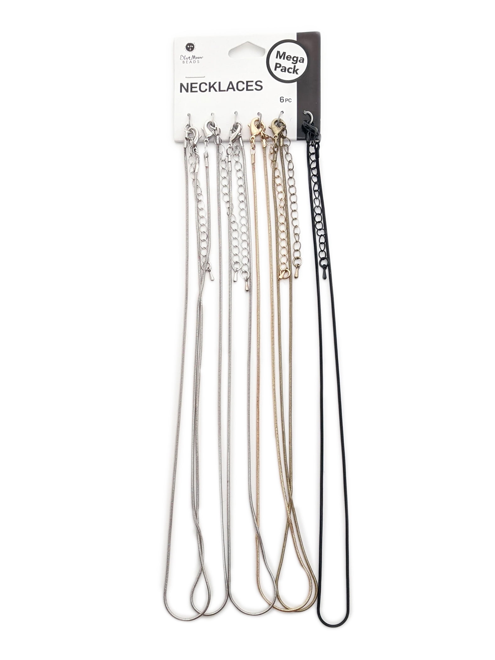 Blue Moon Beads Multi-Color Snake Chain Necklace Value Pack for Jewelry Making, 18 inches