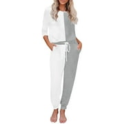 luvamia Womens Pajamas Set 2 Piece Long Sleeve Top & Pants Joggers PJs Loungewear, Size S-2XL