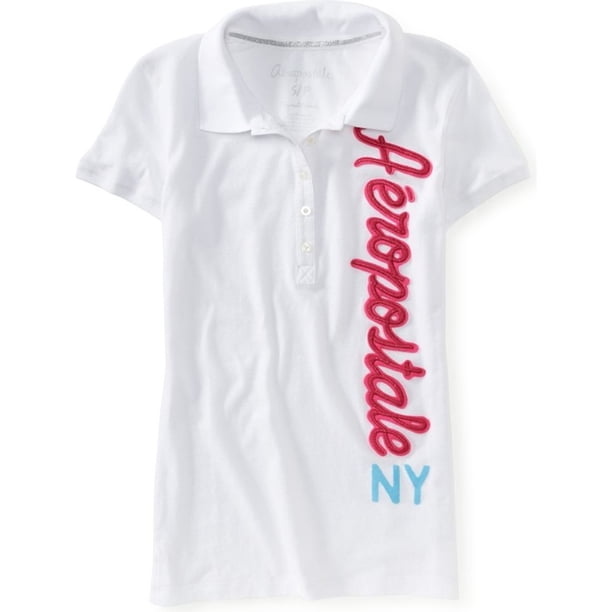 Aeropostale Womens 87 5 Polo Shirt, Blanco, X-Small Aeropostale Polo