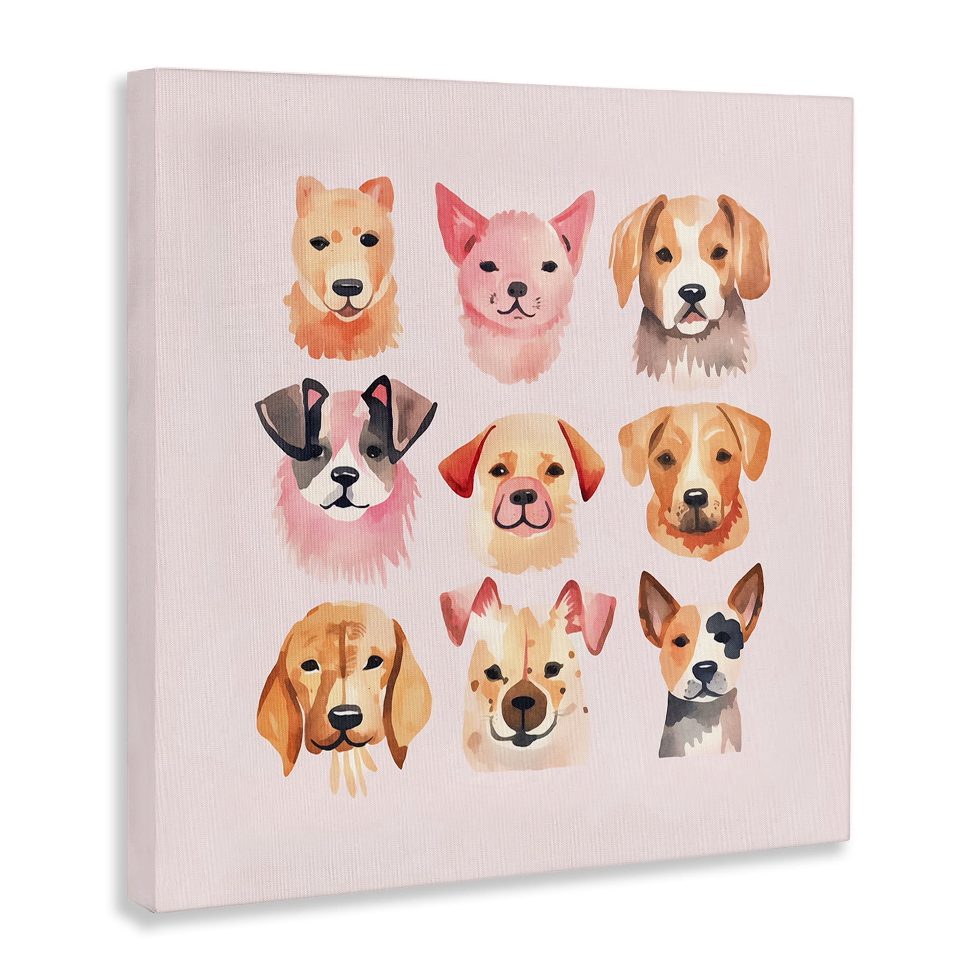 Stupell Industries Whimsy Dog Parade Animals Painting Wrapped Canvas Art Print Wall Art, 30 x 30