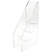 Plymor Clear Acrylic Vertical 4-Level Tri-Fold Brochure Literature Rack (Countertop), Fits Documents Up to 4" Wide