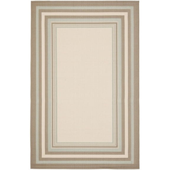 Safavieh Courtyard Phoebe Bordered Indoor/Outdoor Area Rug, Beige/Blue, 5'3" x 7'7"