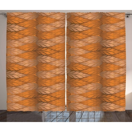 - Copper Decor Curtains 2 Panels Set, Artistic Autumn Nature Inspired Pattern with Ornate Fallen Leaves, Window Drapes for Living Room Bedroom, 108W X 90L Inches, Light Brown Orange, by Ambesonne