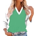 thumbnail image 2 of Hearthz 3/4 Sleeve Tops for Women V Neck Baseball Jersey Color Block Going Out Tops for Women Fall Ladies Tops and Blouses, 2 of 7