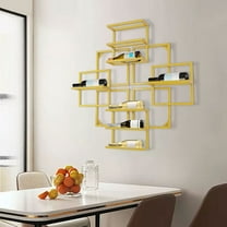 Wall Mounted Wine Bottle Holder, Wine Storage Display Rack 80*80*10.5cm Gold