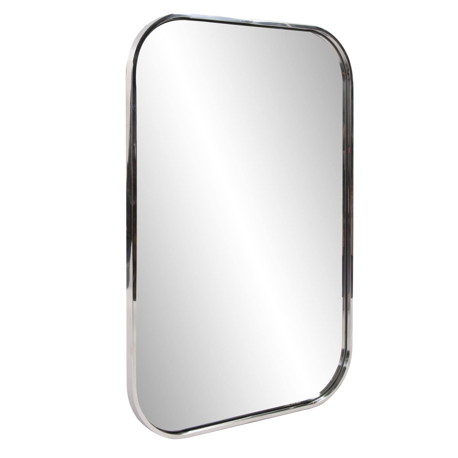 Tyler Dillon Curved Rectangular Stainless Steel Framed Vanity Mirror - 24"W x 36"H
