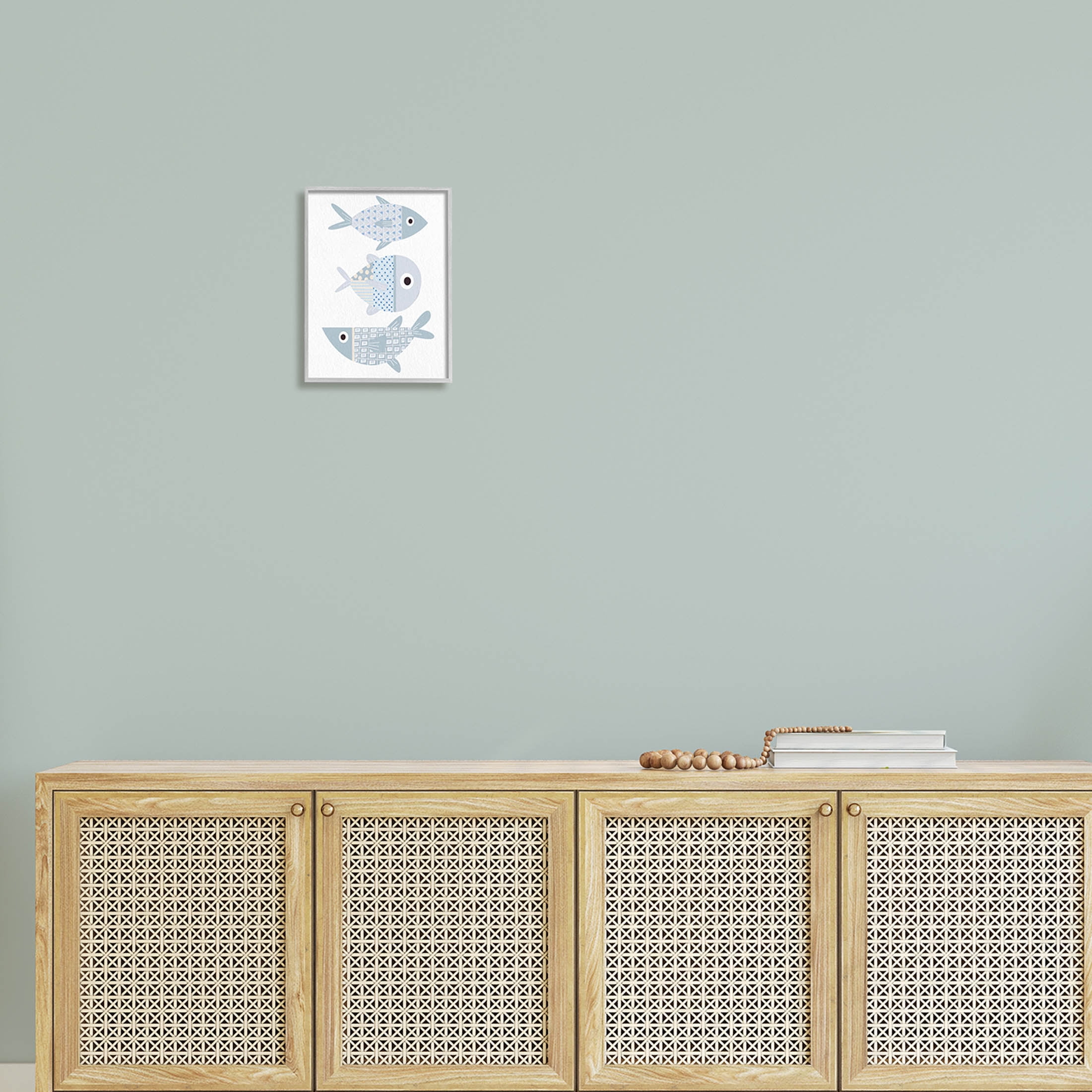 Stupell Industries Various Patterned Aquatic Fish Design Graphic Art Gray Framed Art Print Wall Art, Design by Kim Allen