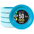 thumbnail image 1 of Exquisite Assiettes en Papier Turquoise 9 Pouces Robustes 50 Pcs, Assiettes Jetables pour Fête, Assiettes Turquoise pour Fête, 1 of 6