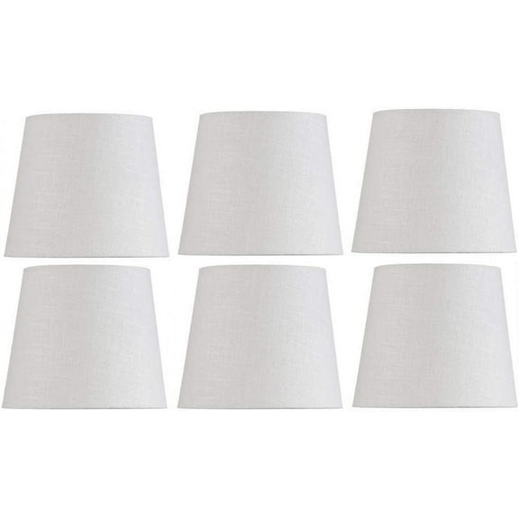 White Linen 4 Inch Clip on Retro Drum Chandelier Lampshade Set of Six