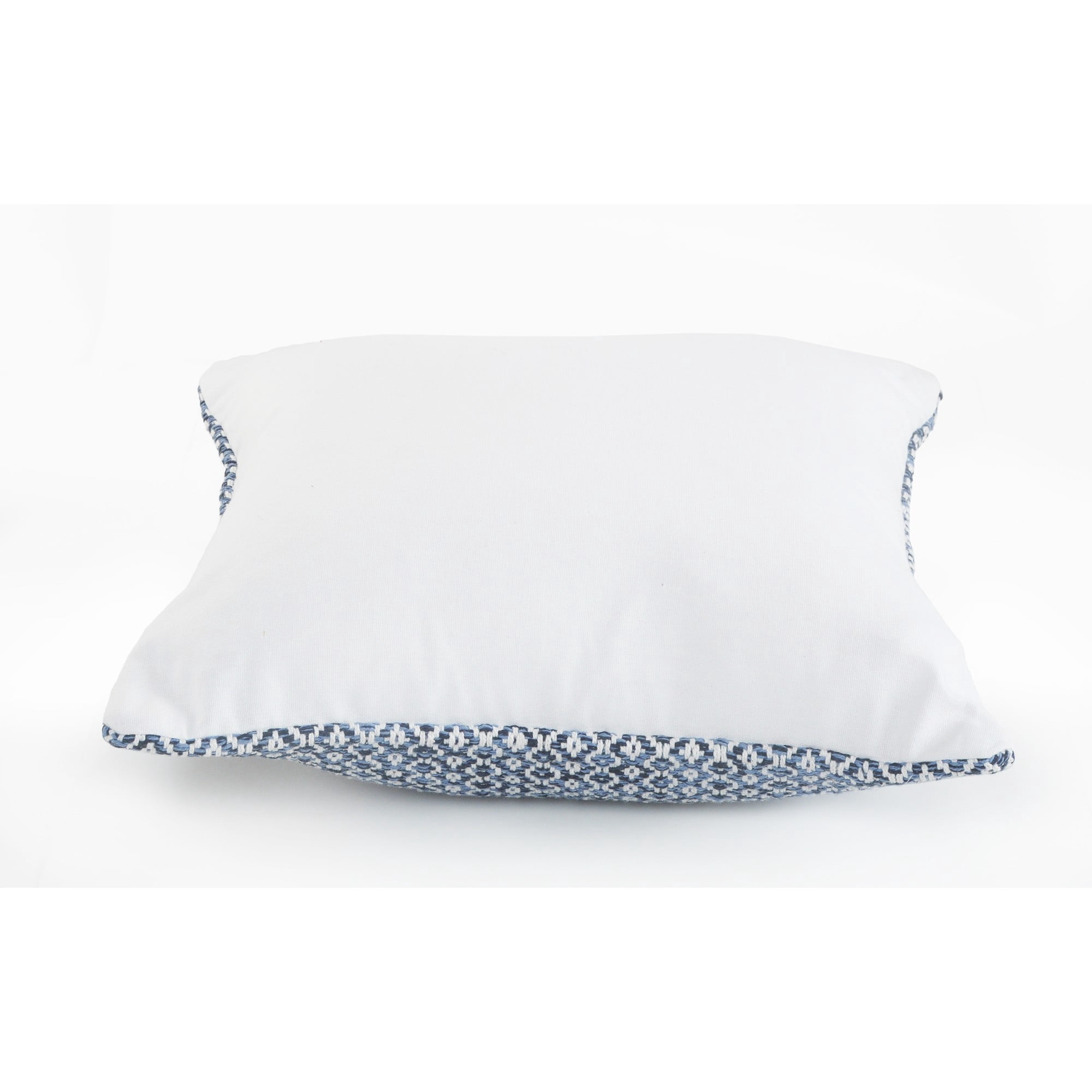 Laddha Home Designs Handwoven Geometric Square Throw Pillows - 18" - Navy Blue and White - Set of 2