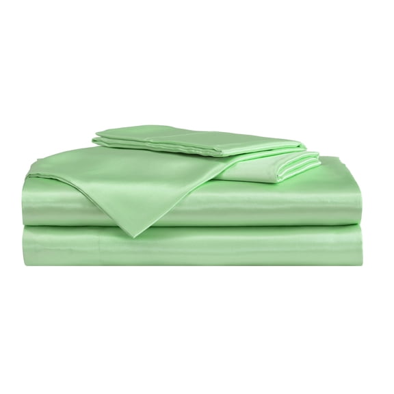 Betsey Johnson Solid Satin Green Twin Sheet Set