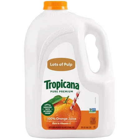 Tropicana Pure Premium Grovestand Orange Juice, Lots of Pulp, 100% Juice, 128 Fl Oz
