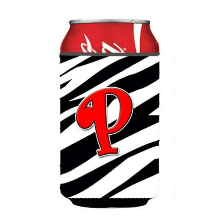 

Letter P Initial Monogram - Zebra Red Can Or Bottle Hugger