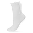 thumbnail image 4 of MeMoi Women's Flowing Ribbon Back Scalloped Edge Crew Socks - Womens - Female, 9-11, Black, 4 of 7