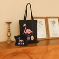thumbnail image 2 of GOSMITH Packing Books Easter Flamingo Easter Bunny Egg Basket Funny Easter 2 Pcs Canvas Tote Bags Cute Aesthetic Tote Bags with Zipper Black, 2 of 8