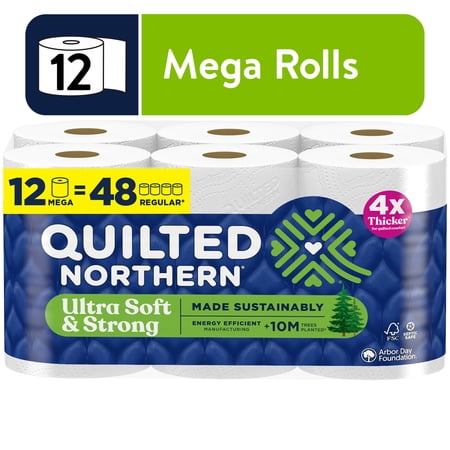 Quilted Northern Ultra Soft & Strong 2-Ply Toilet Paper, 12 Mega Rolls, 255 Sheets Per Roll