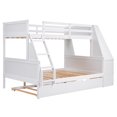 thumbnail image 6 of Hassch Twin-Over-Full Bunk Bed with Trundle, Built-in Desk, 3 Storage Drawers and Shelf, Solid Wood Bunk Bed with Trundle and Guardrail, White, 6 of 9