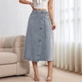 thumbnail image 5 of Women'S Denim Maxi Skirt Fashion Summer Casual A-Line Tie Waist Jeans Skirt with Pockets Light Blue XL, 5 of 9