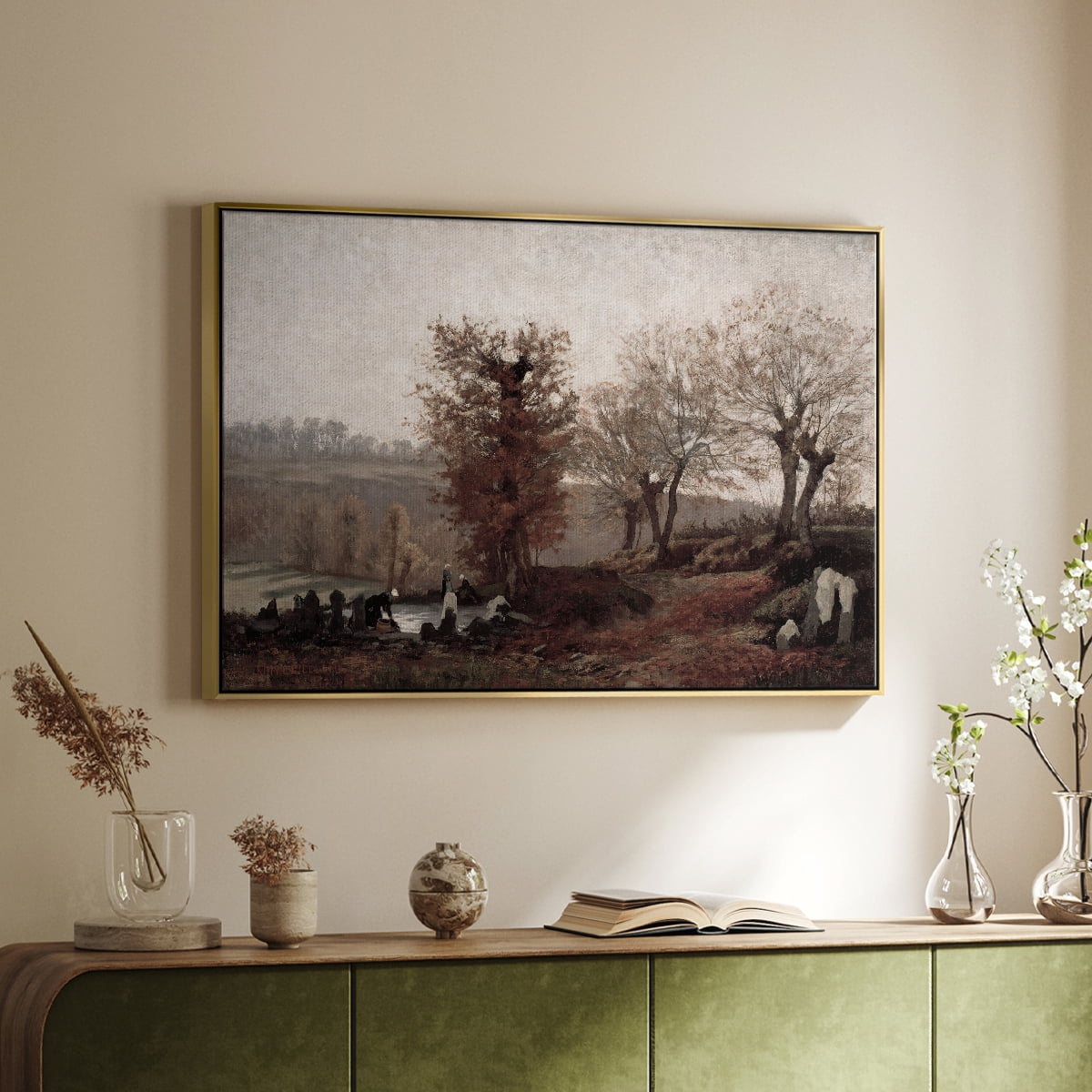 Vintage Landscape-CCCVIII By Wexford Home Framed in Gold Wood Gallery Wrapped Canvas 27 in. x 41 in.