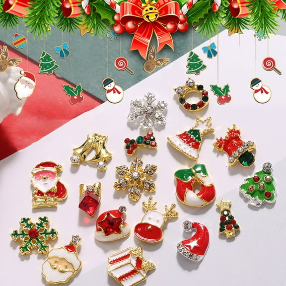 Naierhg Nail Ornament Creative Shape Vivid Color Shiny Visual Effect Easy to Apply Wide Application Decorative Alloy Colorful Xmas Style DIY Nail Art Decoration Nail Supplies