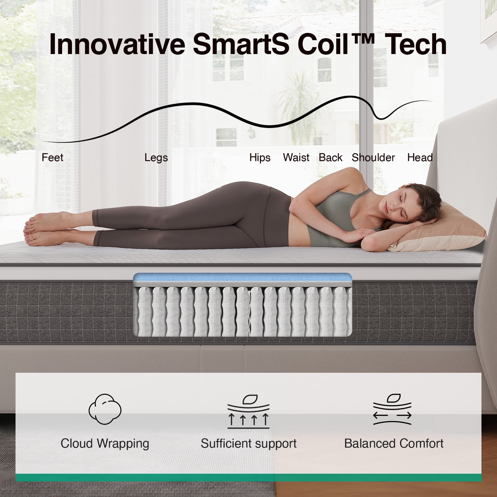 Novilla 12 Inch King Mattress,Hybrid Mattress King Size with Silky Cool Fabric, Gel Memory Foam & Pocketed Coils for Motion Isolation & Refreshing Cool Nights CertiPUR-US Certified