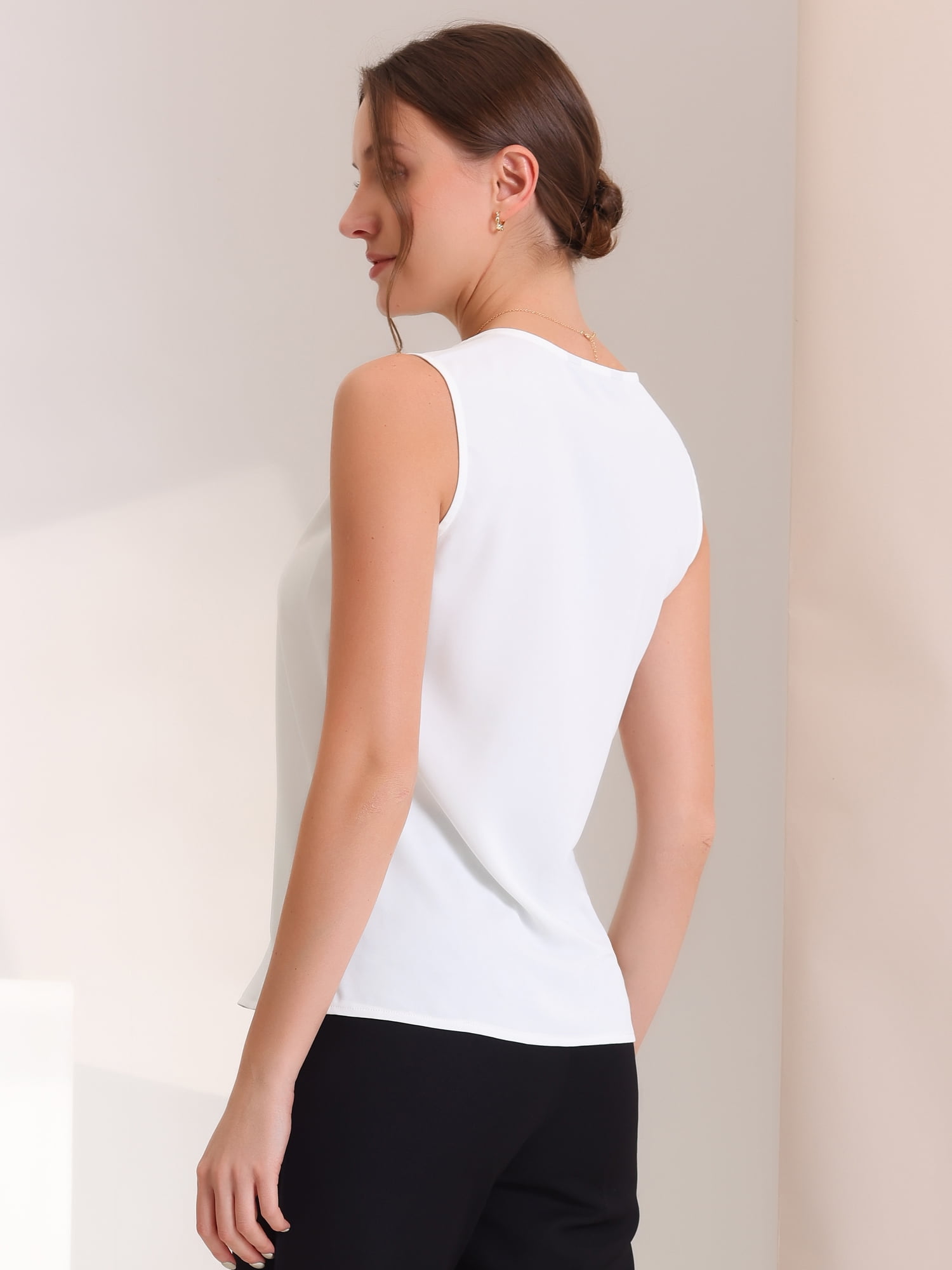 DARING DIVA Sleeveless Blouse Top Office Work Shirt L White