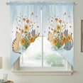 thumbnail image 2 of Cats Flowers Swag Valances for Windows, Kitchen Curtains 36 Inch Length 2 Panels Set, Spring Floral Elegant Pastoral Short Curtains for Small Windows Rod Pocket Cafe Curtains Drapes 28"x36", 2 of 8