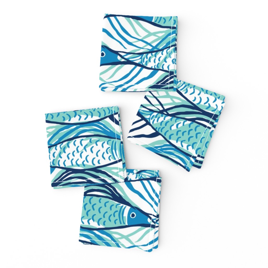 Cocktail Napkins Nautical Beach House Coastal Summer Modern Ogee Ocean