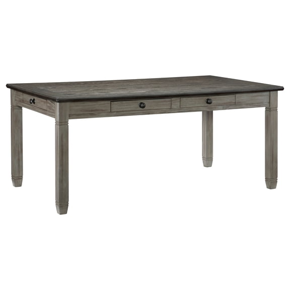 Benjara Rome 72" Wood Dining Table-6 Drawers-Two Tone Finish-Round Handles