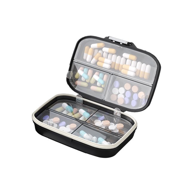 Portable Pill Organizer Weekly Pill Box Double Layer Medicine Case Mini Moisture Resistant Pill Container for Outdoor Travel Work