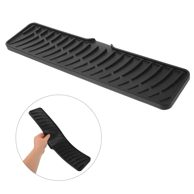 BRIGHTFUFU Organizador De Fregadero De Silicona Con Soporte Para Esponja Y Drenaje En Color Negro