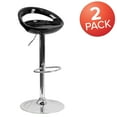 thumbnail image 3 of Flash Furniture Wilson 2 Pack Contemporary Black Plastic Adjustable Height Barstool with Rounded Cutout Back and Chrome Base, 3 of 14