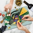 thumbnail image 4 of Sloth Cutting Board, Indolent Jungle Animal Spitting Rainbow Colors on Banana Leaves Backdrop Happy Mood, Decorative Tempered Glass Cutting and Serving Board, Large Size, Multicolor, by Ambesonne, 4 of 5