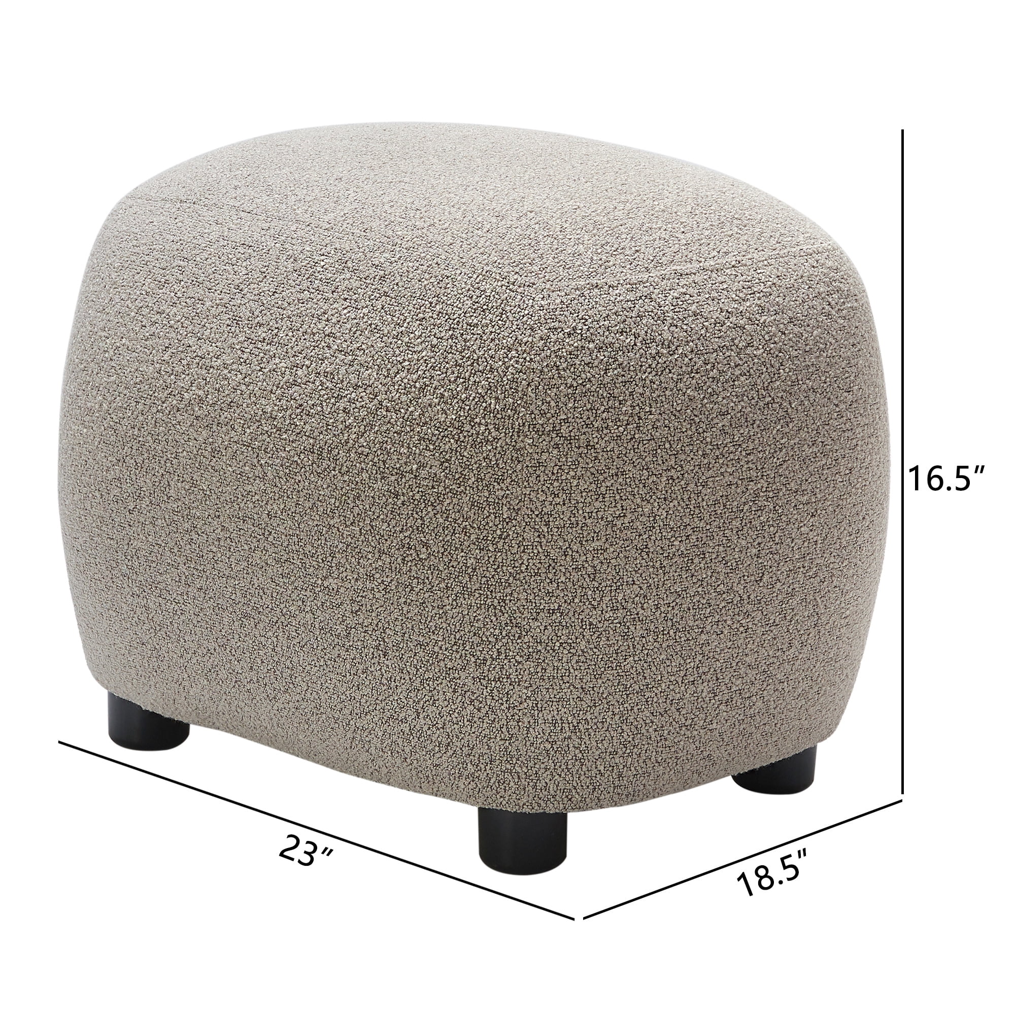 Round Boucle Upholstered Ottoman Chair, Footstool with Soft Padded Seat, Fully Assembled Modern Sofa Couch Footrest, Extra Seating for Bedroom Entryway, Taupe(18.5" D x 23" W x 16.5" H)
