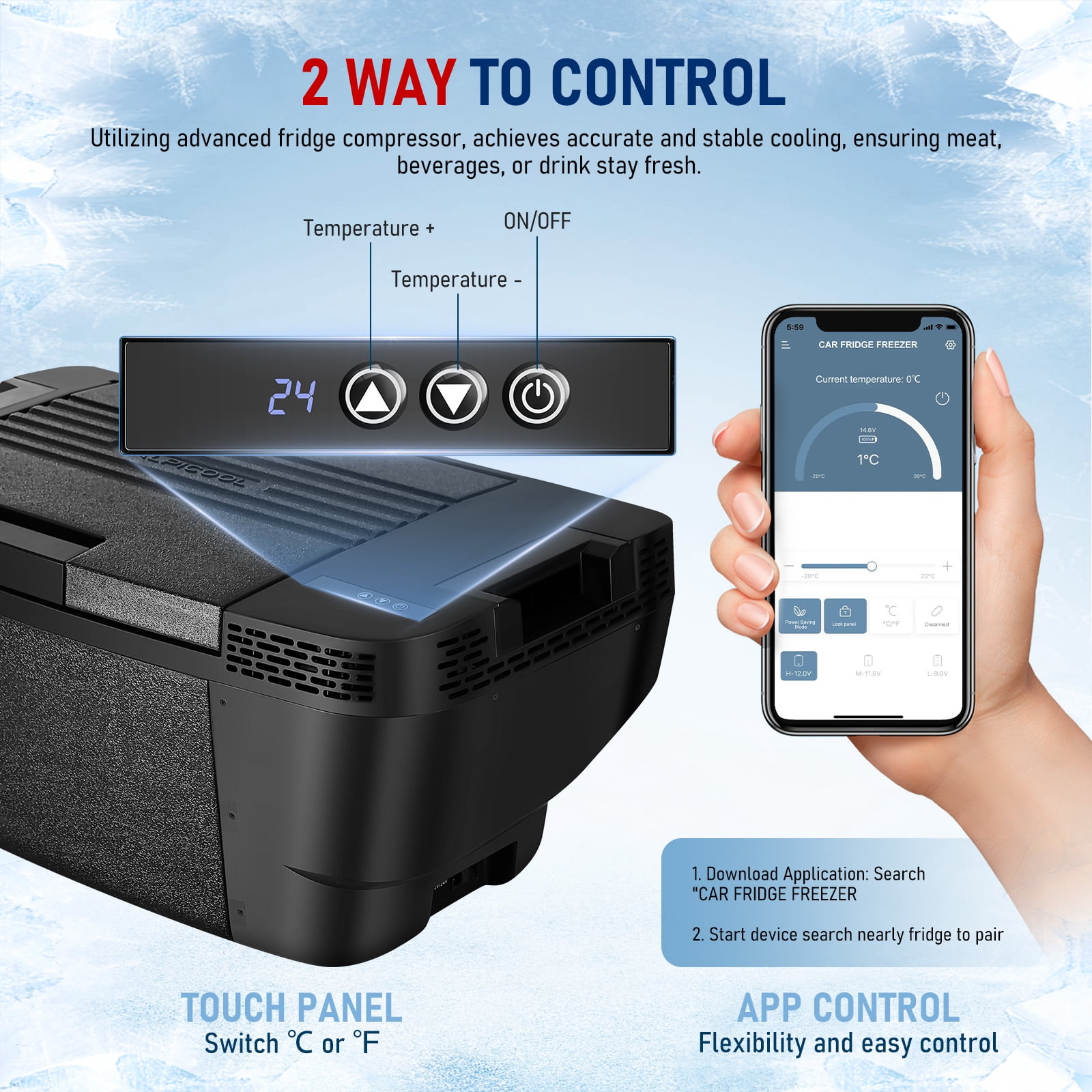 35L Industrial Car Refrigerator for Tesla Model Y- Ultra-Quiet Fast Cooling to -4℉, Smart App Control, Space-Saving Design for Camping & Road Trips 12/24V DC/AC,-4℉-68℉