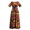 thumbnail image 3 of BintaRealwax African Dresses for Women Traditional Kente Clothes Short Sleeves Dashiki Maxi Dress for Church Party, 3 of 3