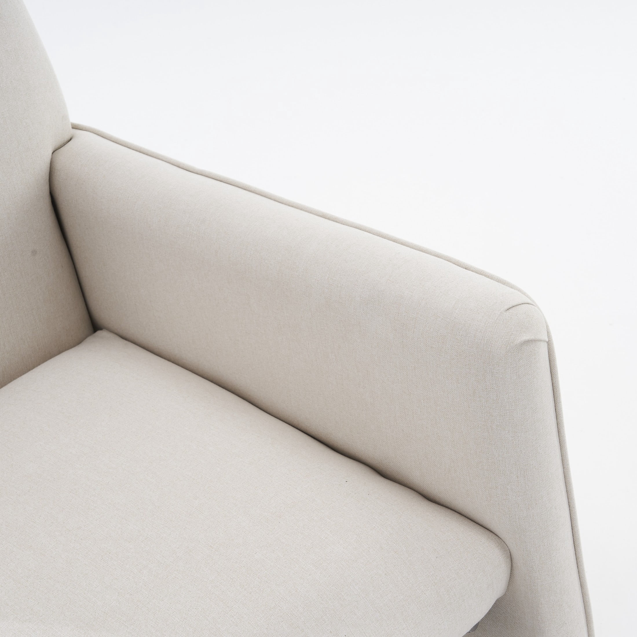 Noble House Nesta Upholstered Linen Glider Rocking Chair, Reclining Nursery Armchair with Adjustable Footrest, Beige