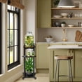 thumbnail image 4 of Water Dispenser Floor Stand with Curved Shelf for Cups, Metal with Wood Storage Shelf for 1-5 Gallon Water Bottle/Crocks, Drink Dispenser, Beer Keg, and Potted Plant, Black, 4 of 7