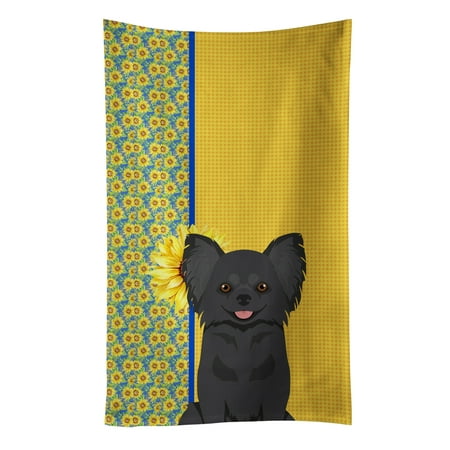 

Summer Sunflowers Longhaired Black Chihuahua Kitchen Towel 15 in x 25 in