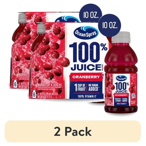 Ocean Spray 100% Juice Cranberry Blend, 10 fl oz, 6 Count (2 Pack)