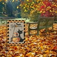 thumbnail image 4 of Halloween Pumpkins Witch Cat House Flag 28 x 40 Double Sided, Glitter Orange Striped Black Cat Yard Garden Flags Indoor Outdoor Banner for Fall Autumn Happy Halloween Day Party Home Decor, 4 of 5