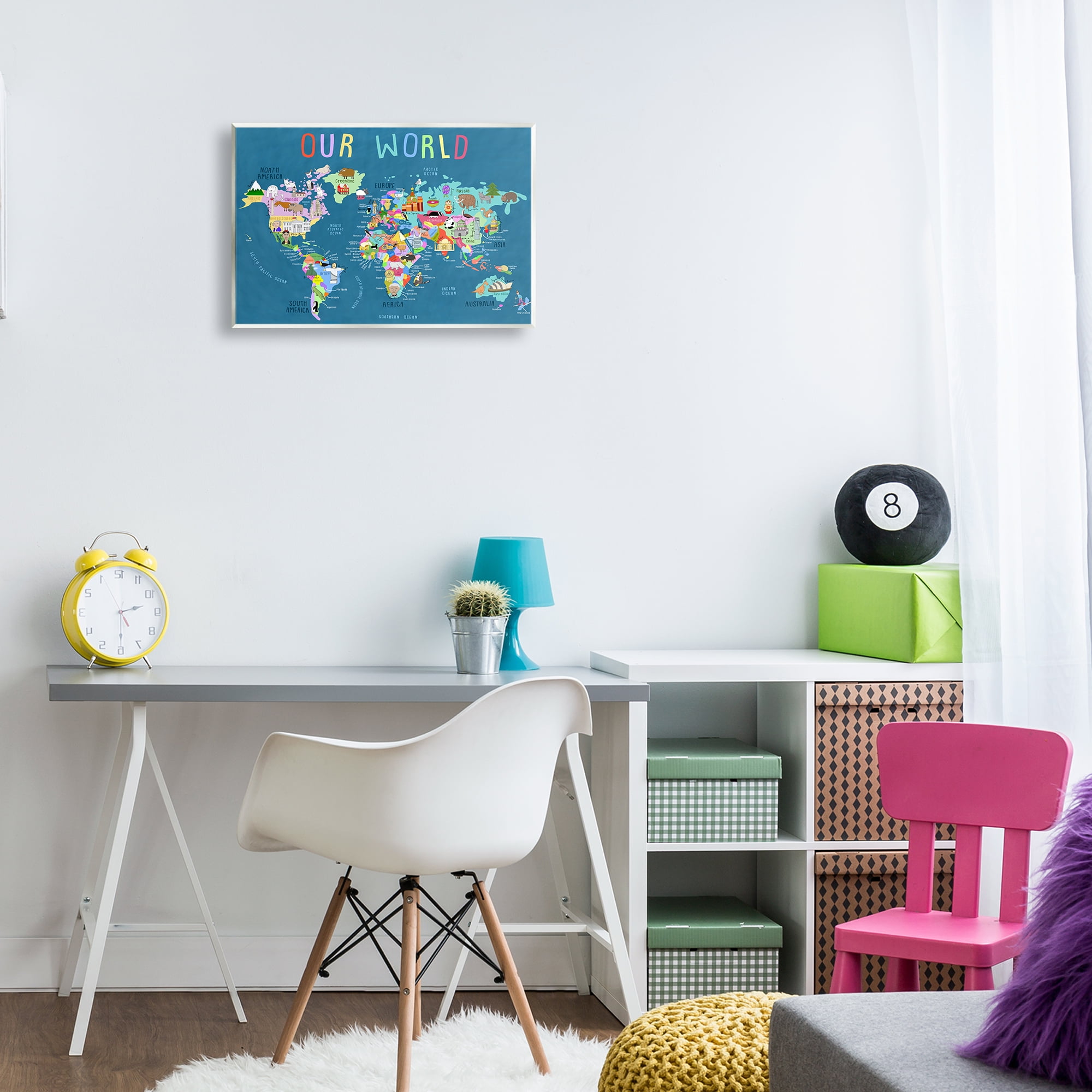 Stupell Industries Our World Map Education Painting Unframed Art Print Wall Art, 19 x 13